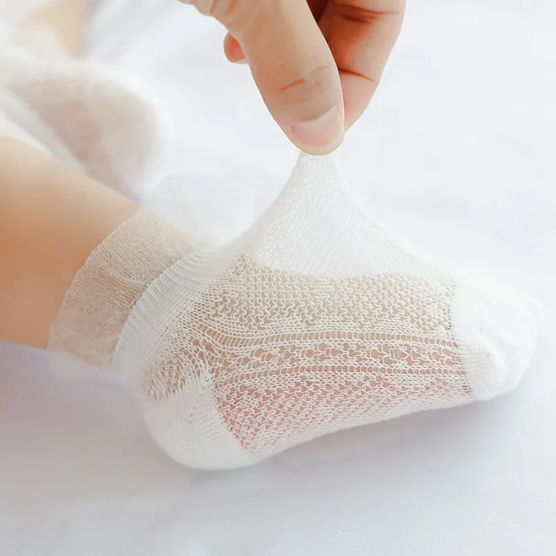 COOTELILI 2pairsLot Summer Baby Girls Socks Hollowed-Out Lace Toddler Socks Baby Girls Accessories 0-3y Baby Stuff For Newborns (2)