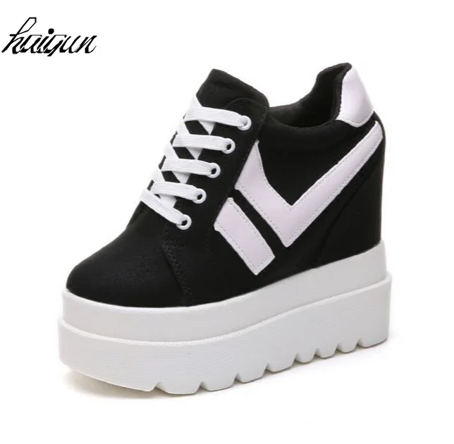 

Spring Autumn Casual Thick Bottom Platform Shoes Woman Red Rose Height Increase Wedge High Heels Women Pumps Vulcanized shose