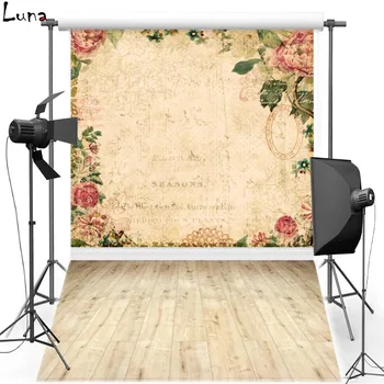 

MEHOFOTO Floral Wall Vinyl Photography Background Wood Floor Photo New Fabric Flannel Background For Children Photo Studio 2140