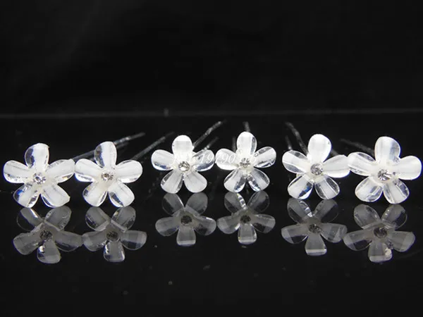 100 Pcs Lot White Floret Little Crystal Wedding Prom Bridal U Hair Sticks Fashion Hair Jewelry New  Woman Hair Clips