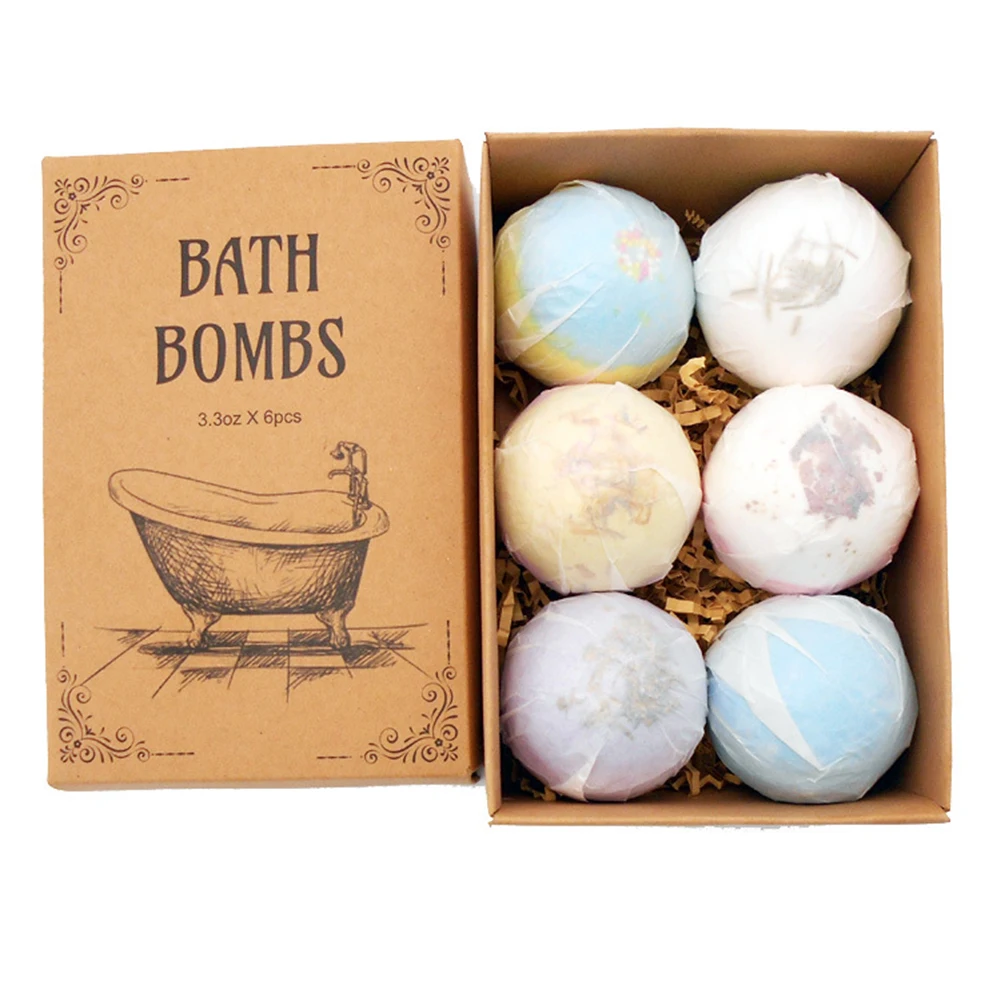 

6 Pcs Deep Bath Salt Natural Bath Bombs Bubble Body Oil Moisturizing Bath Ball Bubble Bath Salt Ball Handmade SPA Stress