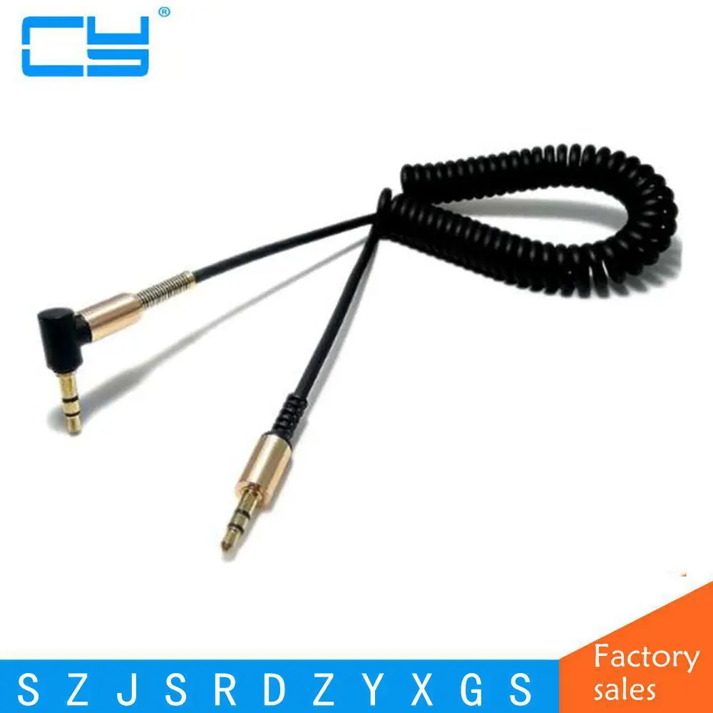 

3.5mm Audio Cable 90 Degree Right Angle Round Jack 3.5 MM Aux Line with Spring for Car IPhone MP3/4 Headphone Aux Cord
