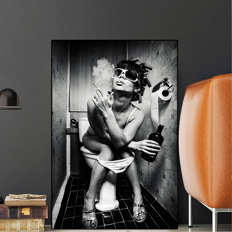 

Sexy Beauty Black and White Woman Canvas Painting Posters and Prints Scandinavian Wall Art Picture for Living Room Toilet Decor