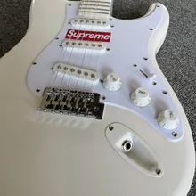 Высококачественная Белая гитара str с белой накладкой, звукосниматели sss, без fretschrim Hardwares, по индивидуальному заказу! S-36