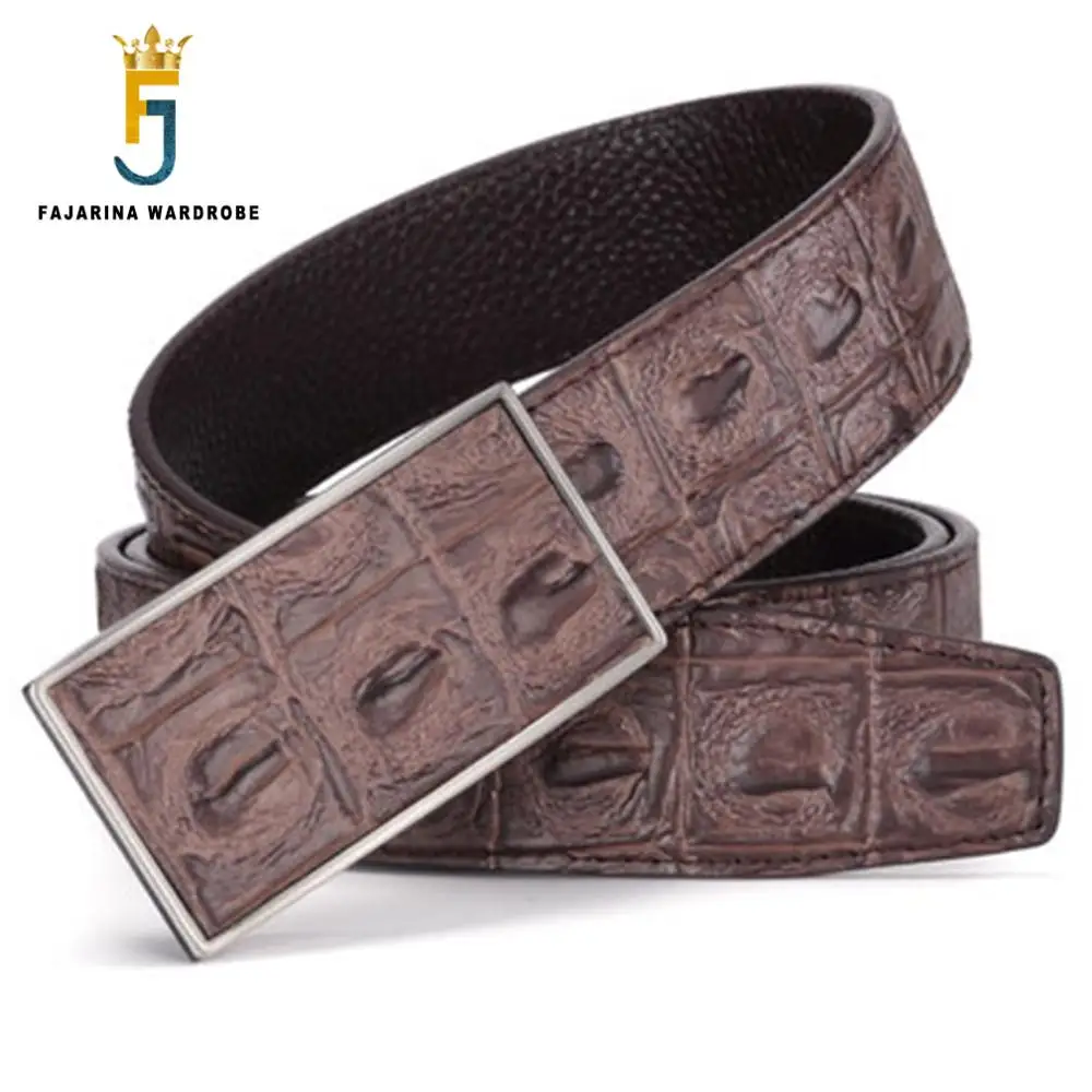 FAJARINA Mens Crocodile Print Genuine Leather Belt High Quality Mens