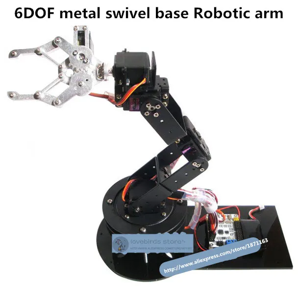 

6 DOF Aluminum swivel base robotic arm teaching robot arm 32 channel control board LD-1501MG LDX-335MG Digital servos