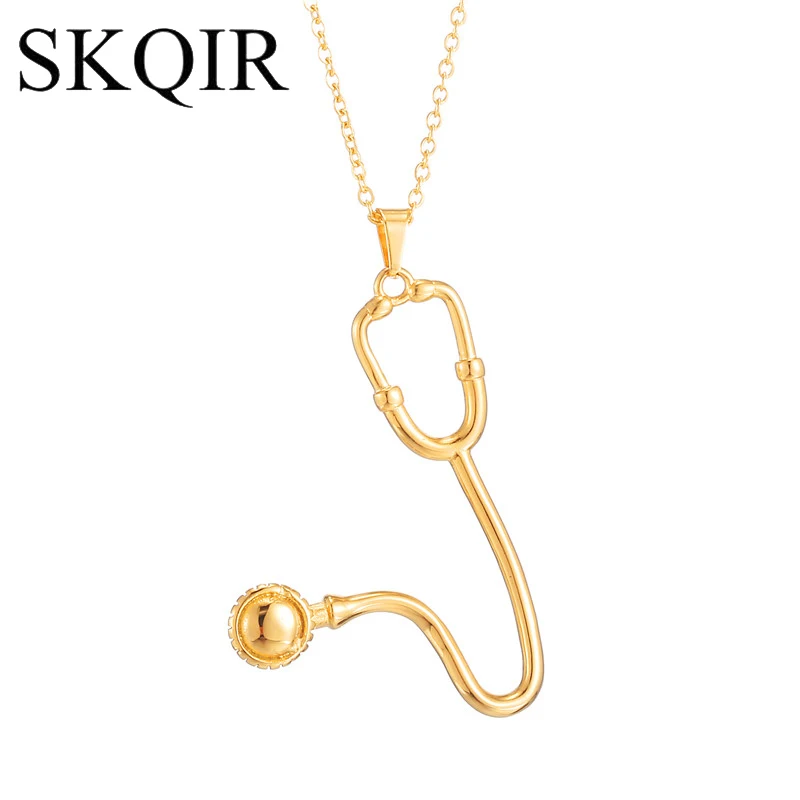 SKQIR Gold Stainless Steel Necklace Romatic Medical Pendants for Lovers