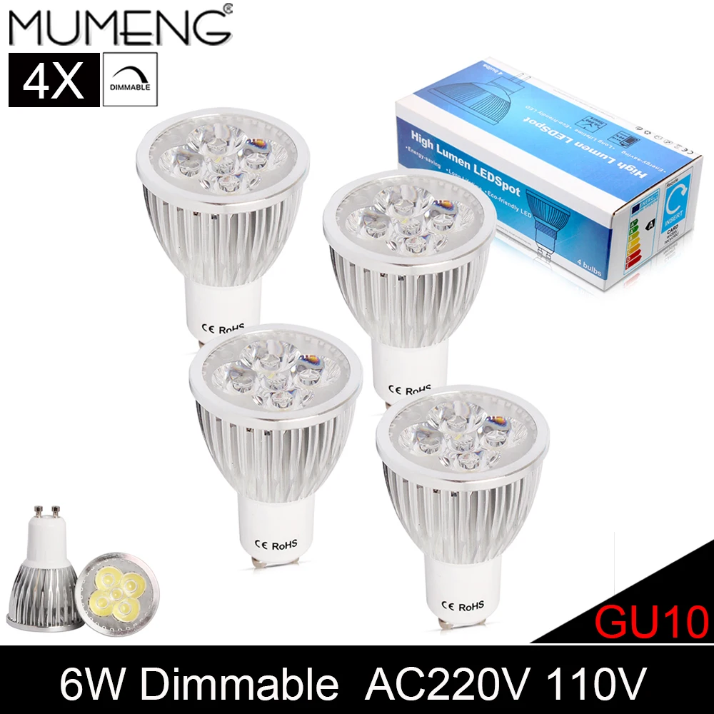 MUMENG GU10 LED Light Bulbs 6W Dimmable Spotlight 5pcs Chips Energy saving Lampada AC220V 110V Spot Light For Chandeliers