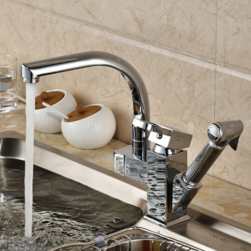 High Quality Brass Spray Kitchen Faucet Pullable Rotate 360 Degree Sink