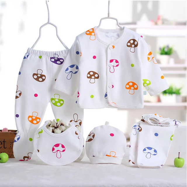 5Piece Spring Fall Newborn Outfit Baby Girls Boys Clothes Cartoon Cute Cotton Long Sleeve Tops+Pants Infant Clothing Sets BC1150 1