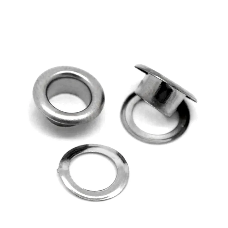 

200 Sets Silver Tone Round Shoe Shoelace Clothes Eyelets Crafts Bags Making 8x4mm 8mm( 3/8"x 1/8")