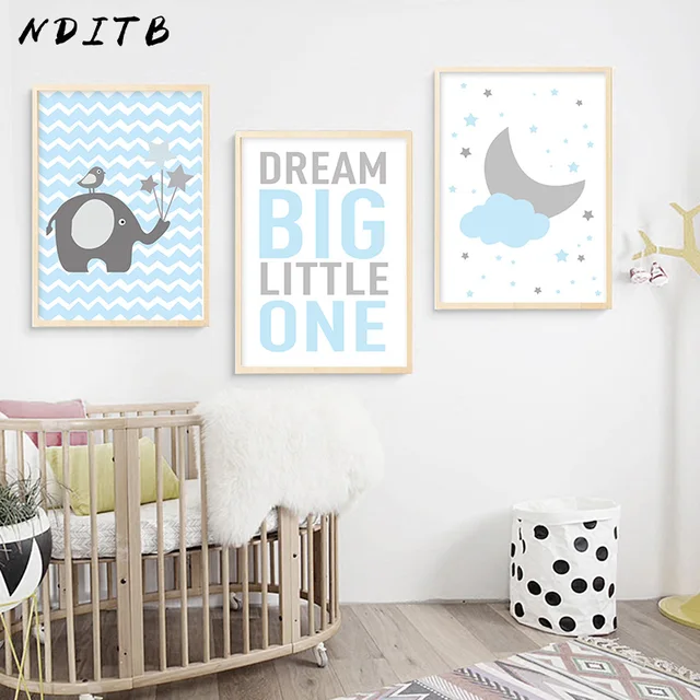 Nditb Blue Cloud Elephant Canvas Art Posters Nursery Prints Cartoon Nditb Blue Cloud Elephant Canvas Art Posters Nursery Prints Cartoon Minimalist Painting Nordic Boys Children Bedroom