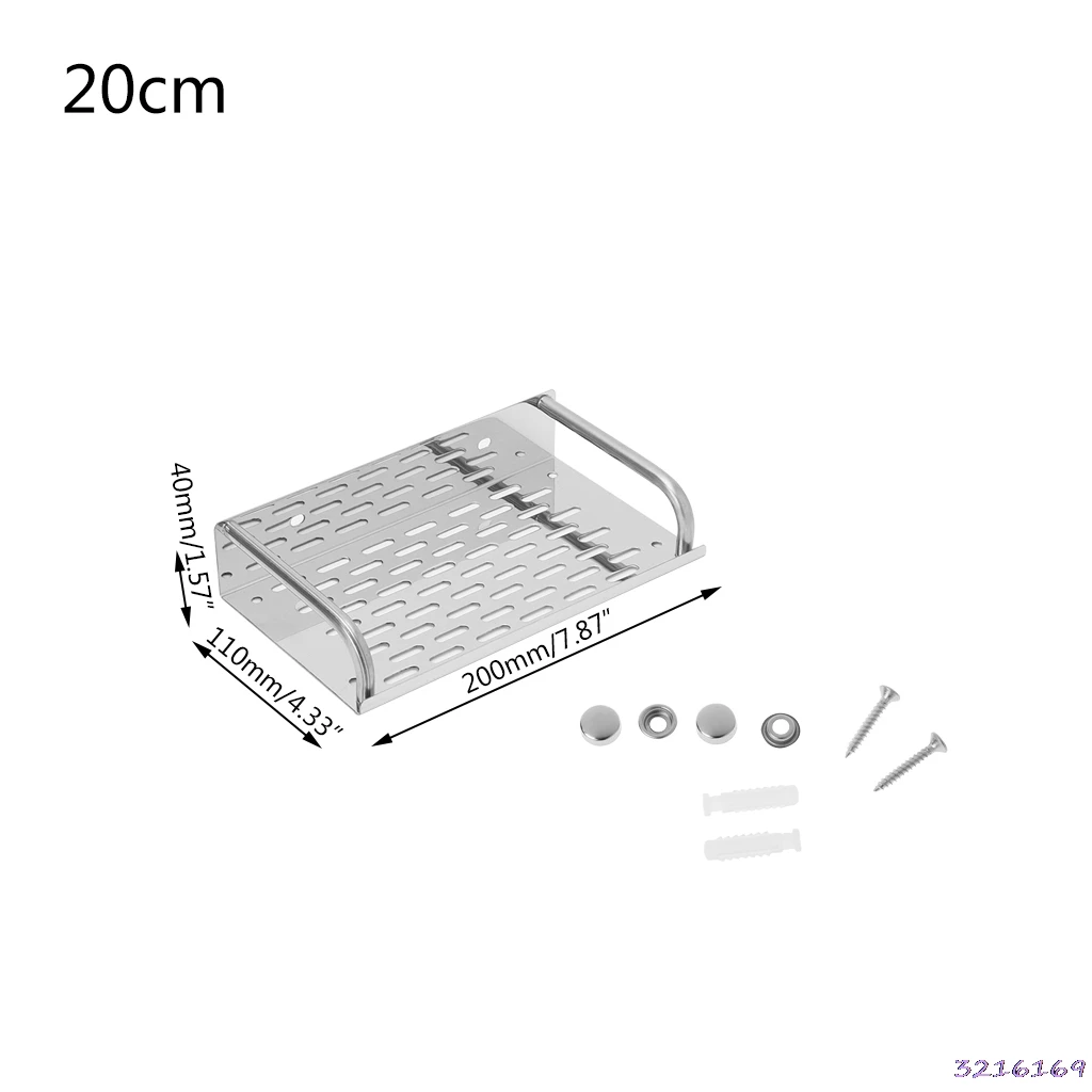 Нержавеющая сталь кухня ванная полка настенный стеллаж для хранения один слой - Цвет: size 20cm
