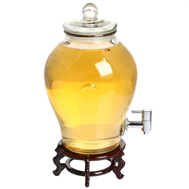 Sparkling wine glass bottle with tap faucet metal timber shipping lead