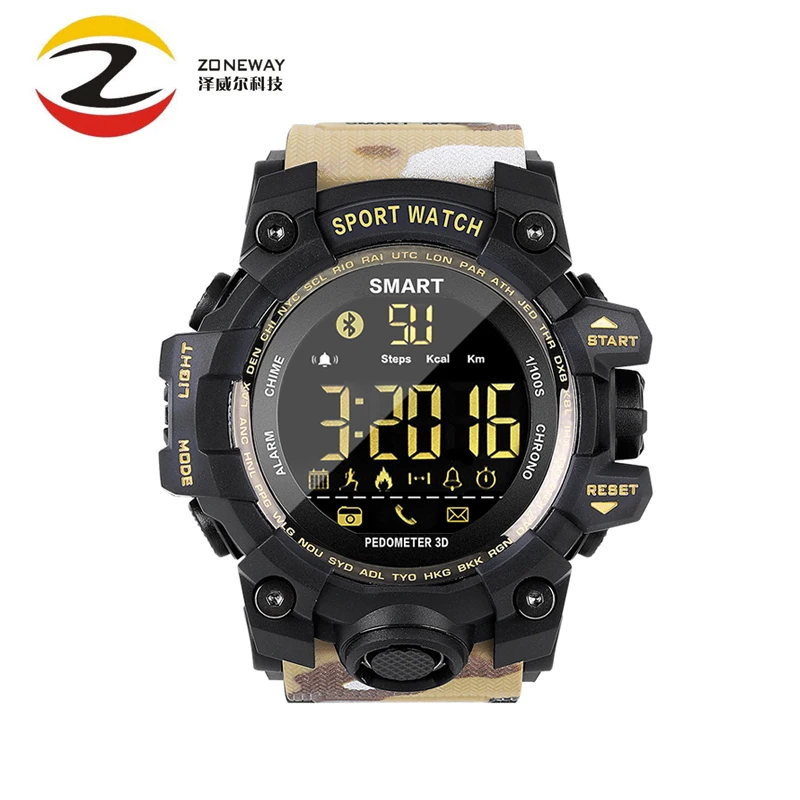 EX16S Camouflage Color Smart Watch Pedometer Smartwatch Stopwatch Smart Watch Men Call / Message Reminder for IOS Android Phone