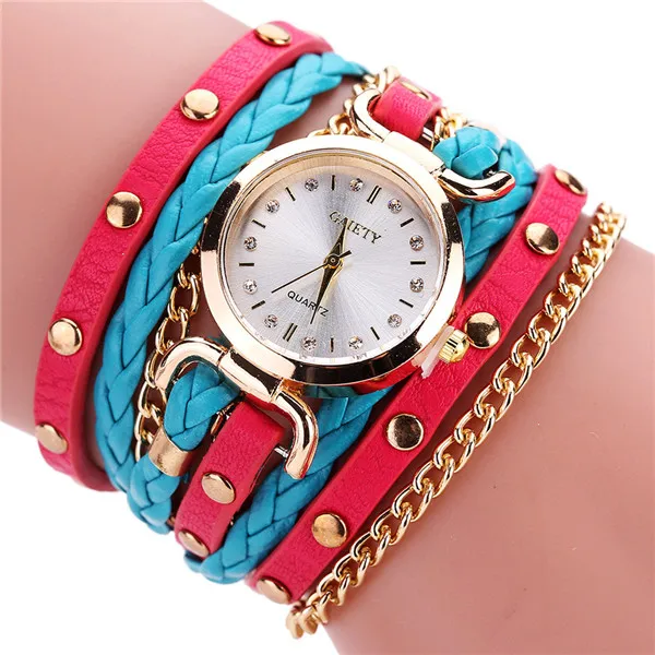 Женские часы, модные повседневные часы-браслет, женские часы, кожа, стразы, аналоговые кварцевые часы для женщин, Montre Femme, подарок P20 - Цвет: Red