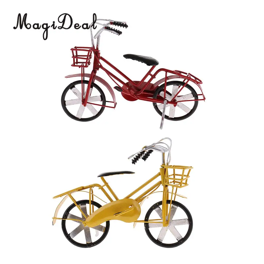 2x Simulation Vinatge Tin Metal Bicycle Bike Model Sculpture Toy for Coffee Bar Decorative