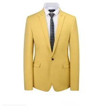 Желтые мужские костюмы, пиджак, деловой пиджак в деловом стиле, мужской жених, два предмета, зауженный крой, для вечеринки, одежда на одной пуговице, свадебное платье на заказ