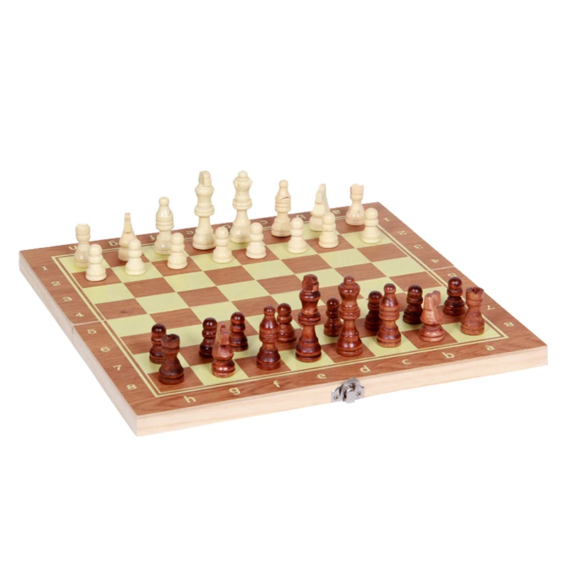 

Hot High Cost Performance Folable Checkerboard Wooden Puzzle Chess Sets Wood Chess Pieces Checkers Backgammon Travel Board Games