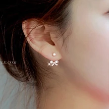 Новое поступление горячая Распродажа Модный Маленький бант 925 серебро женские серьги-гвоздики Рождественский подарок антиаллергенные