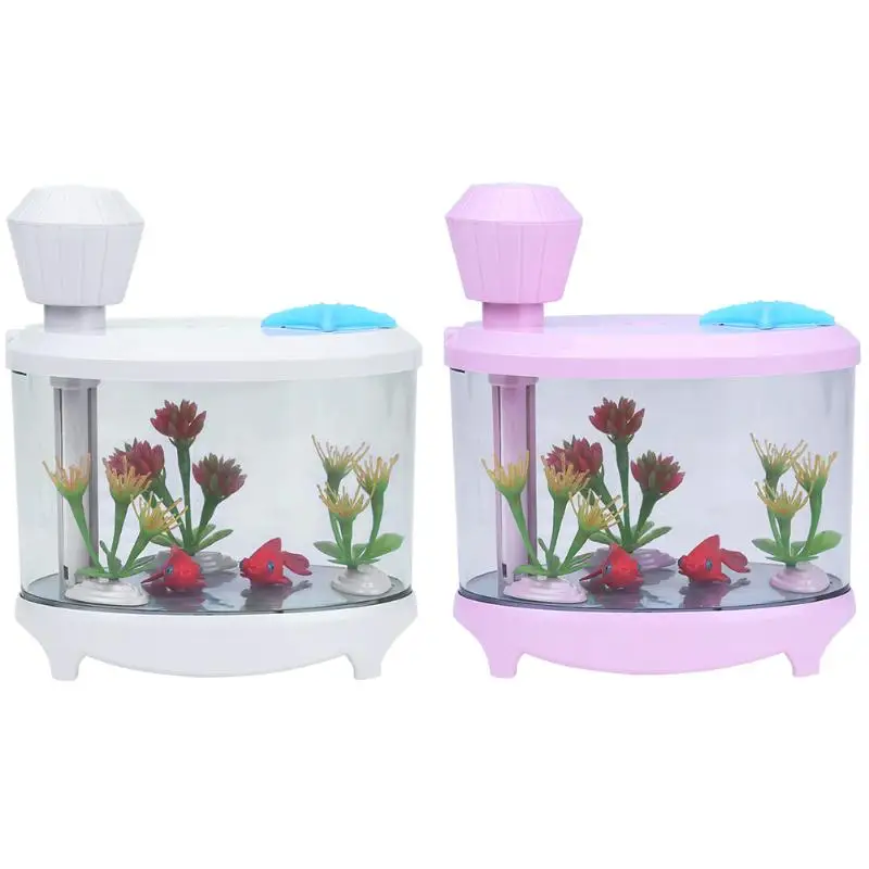 

460ML Mini Fish Tank Electric Ultrasonic Aroma Diffuser Mist Maker USB Air Humidifier Oil Diffuser Cool Mist With LED Lights