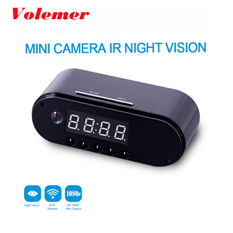 

Volemer HD WIFI Mini Camera Clock Night Vision Clock Alarm P2P Livecam IR Smart Recording Camcorder Wifi Remote Control PK Z16