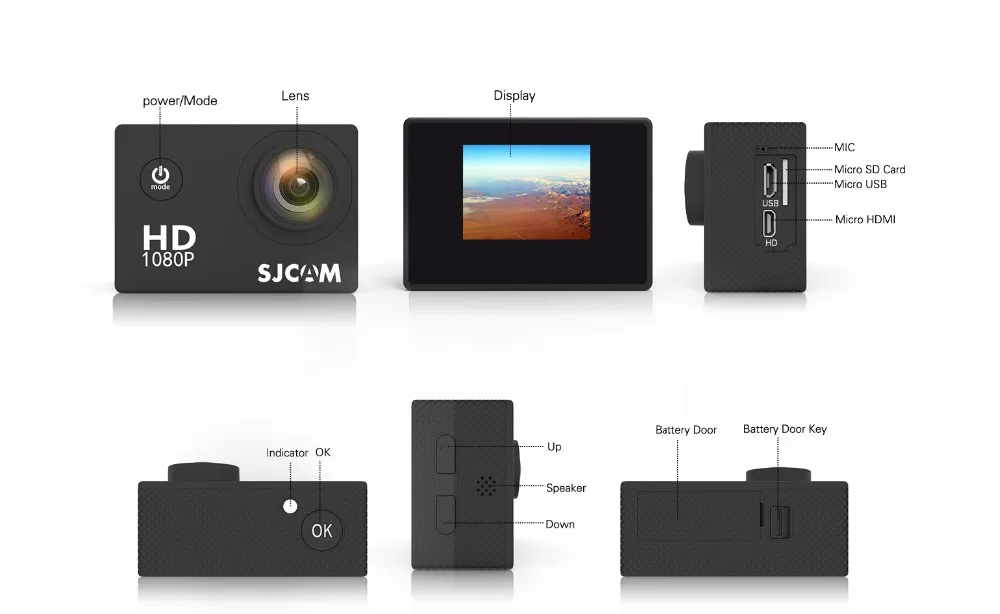 SJCAM SJ4000 1080 P 60FPS Спорт действий Водонепроницаемый Камера+ Батарея+ 16 GB Class10 микро-карты памяти+ Автомобильное Зарядное устройство+ держатель