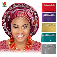Африканские оптовые продажи ASO OKE gele нигерийский головной убор камни и бусины mutil-цвет длина 8,6 м реальный продукт фото