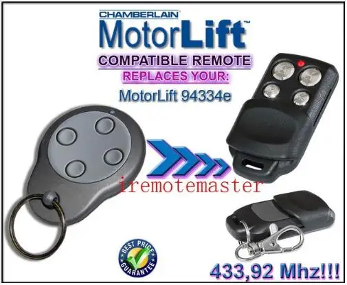 Motorlift replacement remote control 94334e 433mhz Rolling code motorlift 4335e 4335eml 4330e 4330eml 4333e 4333eml 4332e eml replacement remote control free shipping