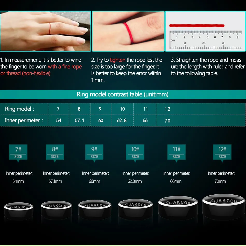 Смарт Кольцо NFC носимые Jakcom R3 новая технология Магическая копия IC ID карты ювелирные изделия для samsung htc sony LG IOS Android ios Windows - Цвет: size12
