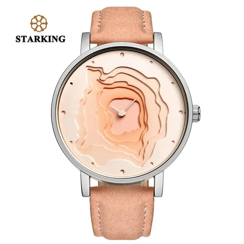

STARKING Woman Watch Unique Multi-layer Dial Genuine Leather Creative Women Quartz Casual Dress Watch Novelty Female Wristwatch