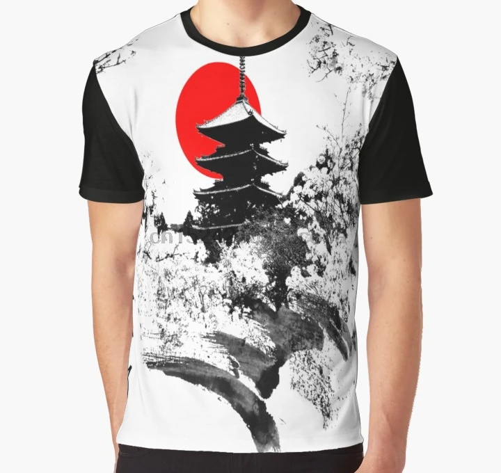 

All Over Print 3D Tshirt Men Funny T Shirt Kyoto Japan Old Capital Sticker