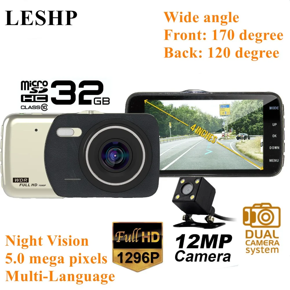 

LESHP Car DVR Dash Cam 4 inch LCD Dual Camera Reversing Recorder 170 Wide Angle FHD Night Vision Video Camcorder Support TF Card