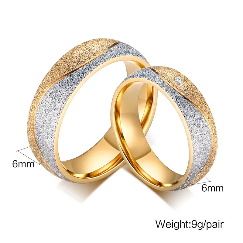 Обручальные кольца для женщин и мужчин серебряное Золотое Сверкающее кольцо из нержавеющей стали свадебное фианитовое кольцо Модные ювелирные изделия
