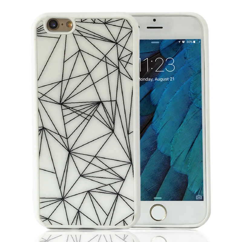 Antiknock Simple Style Black White lines Soft Phone Case