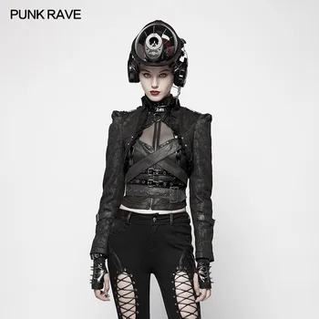 

Punk Rave Womnen Short Jacket Military Uniform Handsome Floral Pattern Sexy Short Coat Jacket Cosplay Costumes