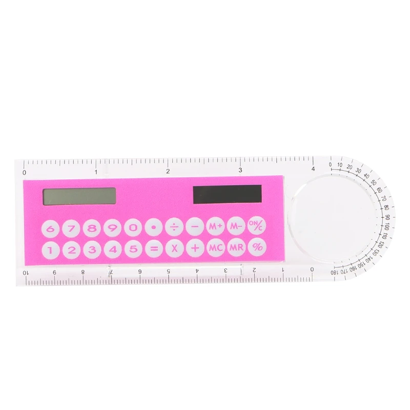 Pocket Calculator for Student Colorful Student Ruler Mini Portable Calculator Office Stationery - Цвет: Розовый