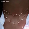 Collier bohème multicouches en cristal avec étoiles et lune pour femmes, bijou doré Vintage à la mode, cadeau de fête, 2022 ► Photo 1/6