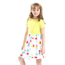 Платья принцессы для девочек; летняя детская одежда из хлопка; модные платья-пачки с принтом мороженого для От 3 до 12 лет; Детские платья для девочек