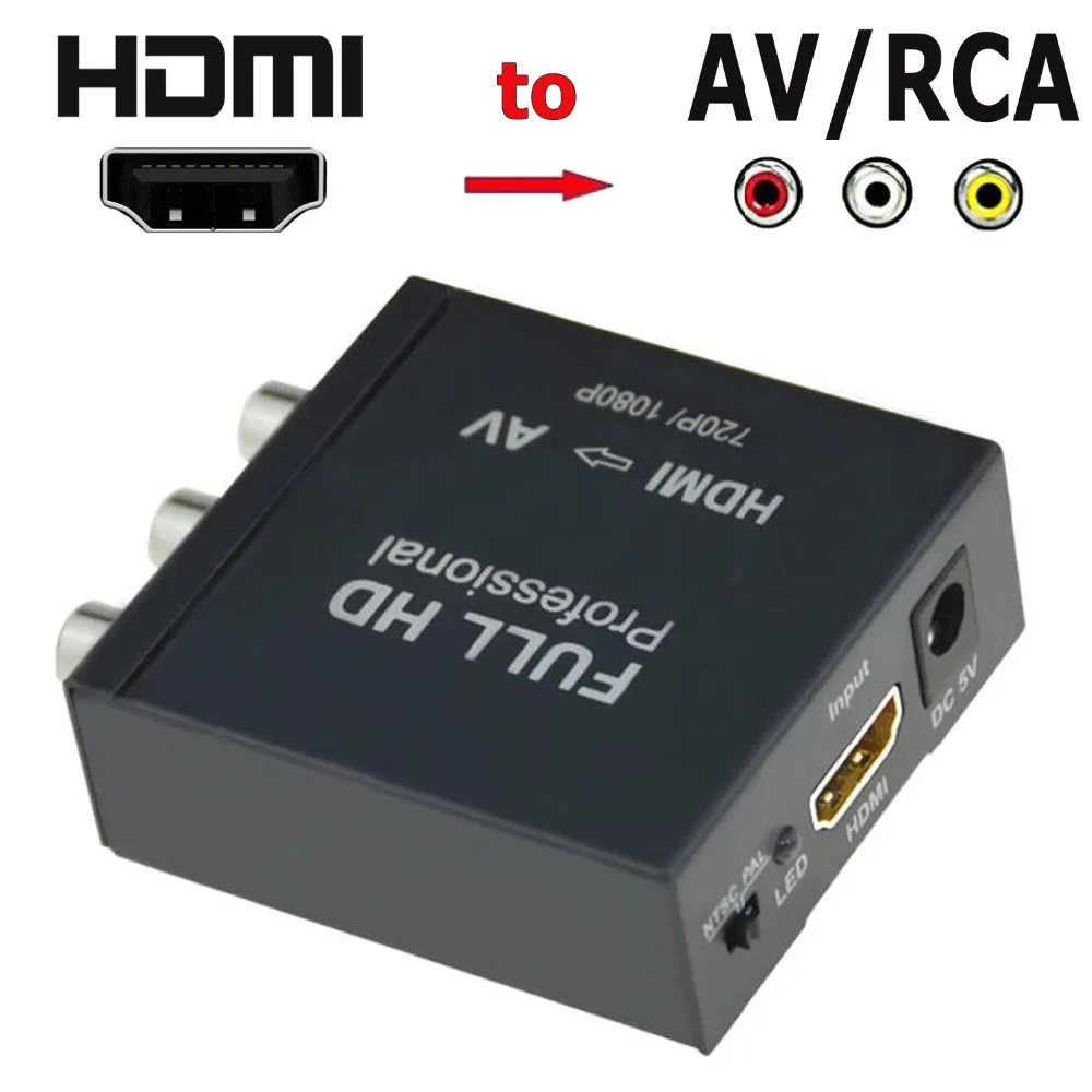 Преобразователь Aikexin HDMI AV RCA 1080p HDTV в Композитный Аудио Видео CVBS адаптер