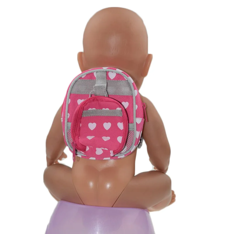 Doll accessories,Pink Picture Backpack Wear Fit 43cm Baby Born zapf