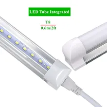 Integrated LED Tube T8 2ft 10W Led Bulbs Tubes T8 48LEDs SMD2835 Super Bright 1000lm Led Fluorescent Lights AC85-265V CE FCC