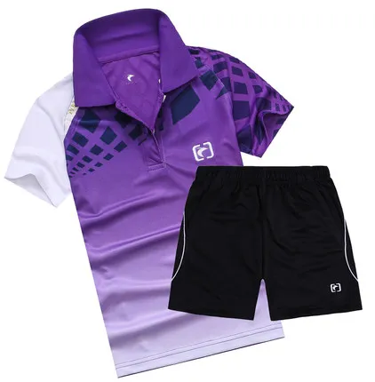 Детская рубашка для бадминтона, короткая спортивная одежда для мальчиков и девочек, Tenis, комплект одежды для волейбола, настольного тенниса, быстросохнущие спортивные костюмы для подростков - Цвет: Лаванда