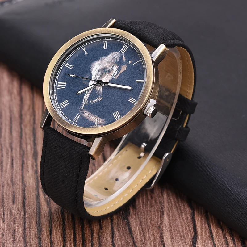 Buy Vintage Blue Black Jeans Strap Men Watch Creative
