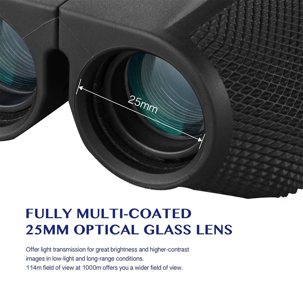 AOMEKIE 10X25 مناظير المدمجة في الهواء الطلق الصيد التخييم مشاهدة الطيور الرياضة تلسكوب HD الزجاج البصري بريزم واسعة زاوية عرض