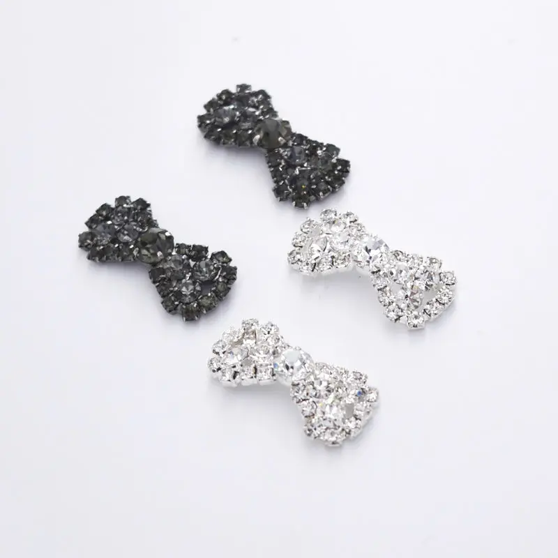 

DIY 25*12mm Cute Bowknot Rhinestone Buttons Flat Back Jeans Button Sewing Applique Black Diamond for Garment Bags Shirt HD-1036