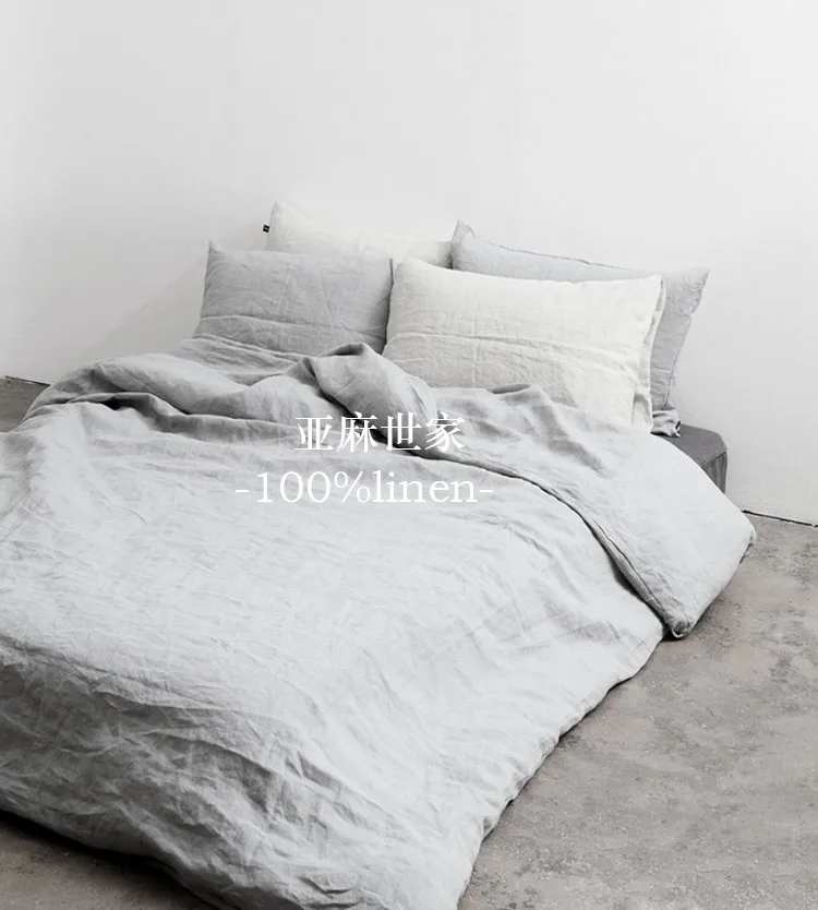 Best Set of 4 Pre stone washed 100% Natural Linen Medium grey bedding set 1 duvet cover + 2 pillowcases + 1fitted sheet 5 Best Set of 4 Pre stone washed 100% Natural Linen Medium grey bedding set 1 duvet cover + 2 pillowcases + 1fitted sheet 5