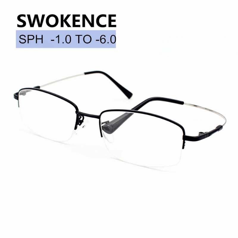 

Diopter -1 -1.5 -2 -2.5 -3 -3.5 -4 -4.5 -5 -5.5 -6 Finished Myopia Glasses Men Women Metal Half Frame Shortsighted Glasses F173
