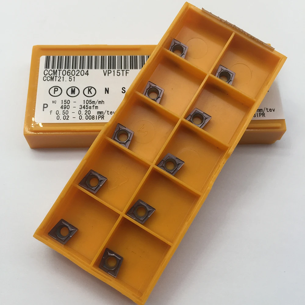 10PCS CCMT060204 VP15TF Carbide CCMT0602 Inserts For Lathe Turning Tool Set LH