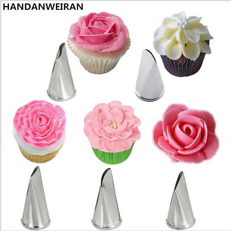 

5 pieces / lots =1sets 304 stainless steel rose petal mouth 5 kinds of styles of mounted flower mouth set